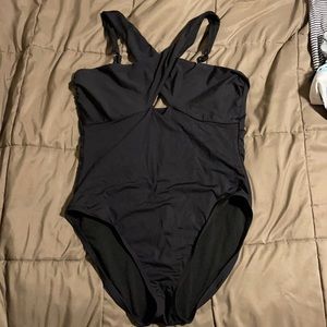 Black one piece bathing suit